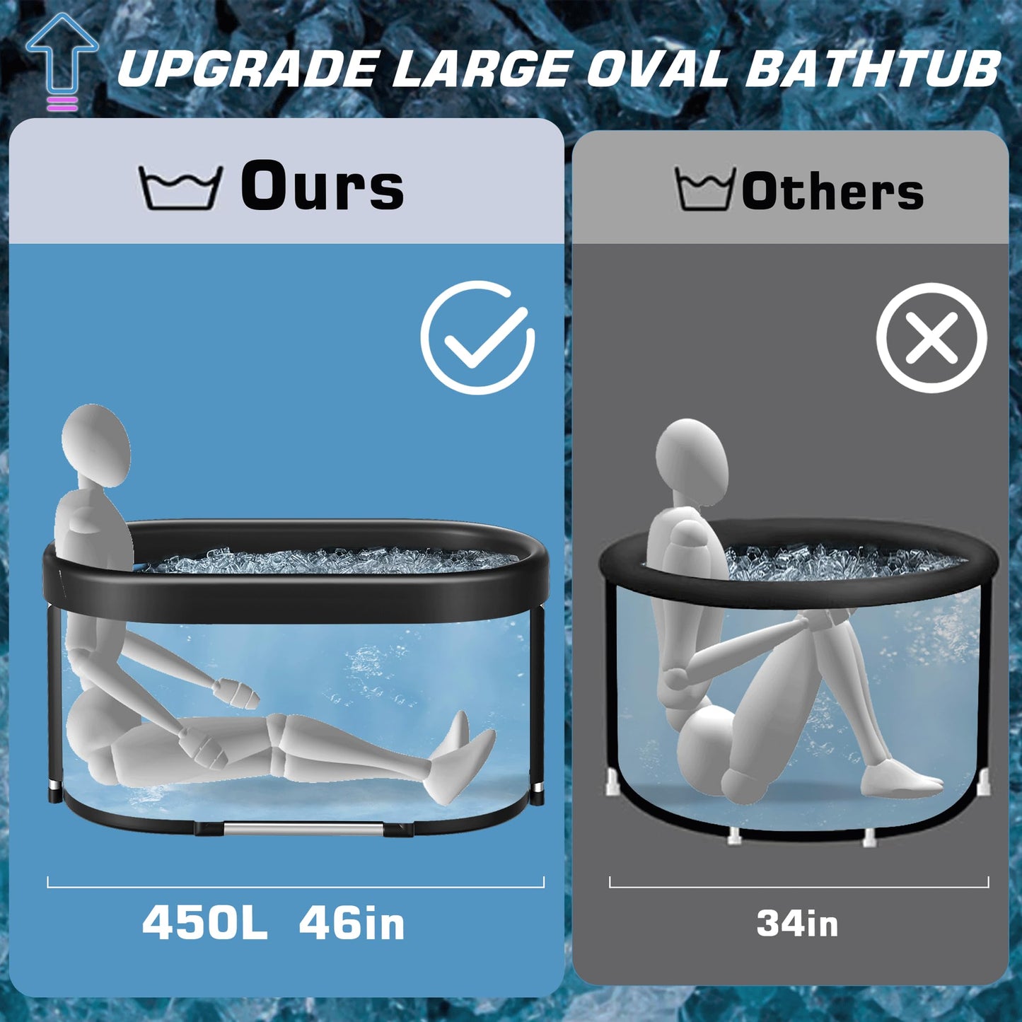 Upgrade XL 129 Gal Large Oval Ice Bath Tub for Athletes