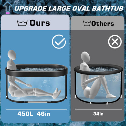 Upgrade XL 129 Gal Large Oval Ice Bath Tub for Athletes